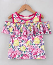 Load image into Gallery viewer, CrayonFlakes Soft and comfortable Cold Shoulder Frock Style Floral Printed Top