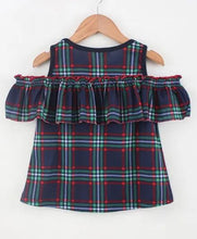 Load image into Gallery viewer, CrayonFlakes Soft and comfortable Cold Shoulder Frock Style Checkered Top