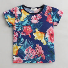 Load image into Gallery viewer, CrayonFlakes Soft and comfortable Floral Printed Top - Blue