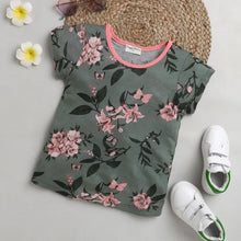 Load image into Gallery viewer, CrayonFlakes Soft and comfortable Floral Printed Top - Green