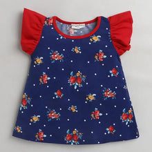 Load image into Gallery viewer, CrayonFlakes Soft and comfortable Floral with Sleeves Frill Top - Blue