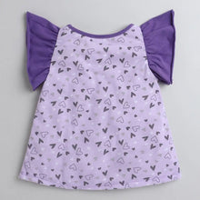 Load image into Gallery viewer, CrayonFlakes Soft and comfortable Hearts with Sleeves Frill Top - Purple