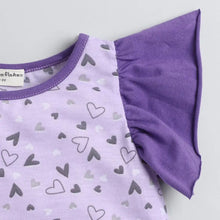 Load image into Gallery viewer, CrayonFlakes Soft and comfortable Hearts with Sleeves Frill Top - Purple