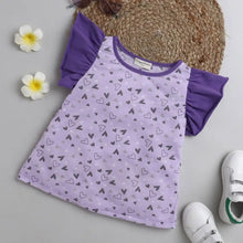 Load image into Gallery viewer, CrayonFlakes Soft and comfortable Hearts with Sleeves Frill Top - Purple