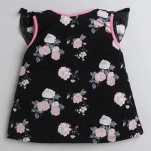 Load image into Gallery viewer, CrayonFlakes Soft and comfortable Floral with Front Frill Top - Black