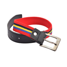 Load image into Gallery viewer, CrayonFlakes Children's Belt Multicolor Stretchable Canvas &amp; Black PU Leather
