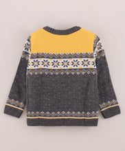 Load image into Gallery viewer, Jacquard Fine Knit Full Sleeves Pullover Sweater - Grey