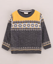 Load image into Gallery viewer, Jacquard Fine Knit Full Sleeves Pullover Sweater - Grey