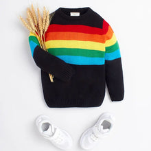 Load image into Gallery viewer, Striped Fine Knit Full Sleeves Pullover Sweater - Black
