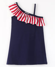 Load image into Gallery viewer, Striped Printed Frill with Strap Solid Dress