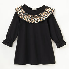 Load image into Gallery viewer, Solid Animal Print Frilled Full Sleeves Dress