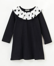 Load image into Gallery viewer, Solid Polka Neck Frill Full Sleeves Dress