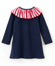 Load image into Gallery viewer, Solid Striped Neck Frill Full Sleeves Dress