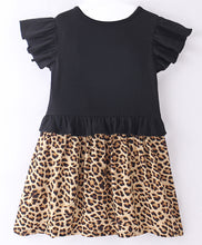 Load image into Gallery viewer, Animal Print Color Block Frilled Dress
