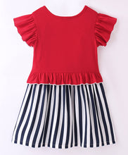 Load image into Gallery viewer, Striped Printed Color Block Frilled Dress
