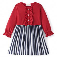 Load image into Gallery viewer, Striped Printed Frilled Belted Dress