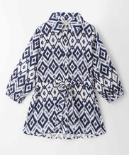 Load image into Gallery viewer, Ikat Printed Full Sleeves Shirt Dress
