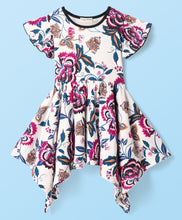 Load image into Gallery viewer, Floral Printed Asymmetrical Cotton Wrap Style Dress