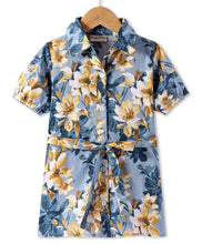 Load image into Gallery viewer, Floral Printed Belted Shirt Style Dress