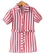 Load image into Gallery viewer, Striped Belted Shirt Style Dress