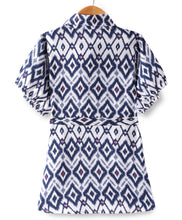 Load image into Gallery viewer, Ikat Printed Belted Shirt Style Dress