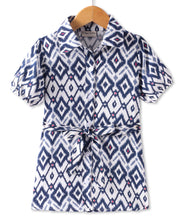 Load image into Gallery viewer, Ikat Printed Belted Shirt Style Dress