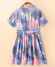 Load image into Gallery viewer, Leaves Printed Collared Shirt Dress
