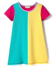 Load image into Gallery viewer, Solid Color Block Half Sleeves Dress