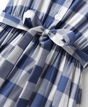 Load image into Gallery viewer, Checkered Printed Collared Shirt Dress - Blue