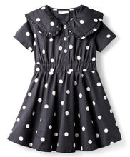 Load image into Gallery viewer, Polka Cotton Woven Frock With Peter Pan Collar
