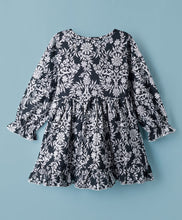 Load image into Gallery viewer, Floral Printed Ruffle Detail Full Sleeves Cotton Dress
