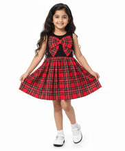 Load image into Gallery viewer, Solid with Checkered Sleeveless Cotton Dress