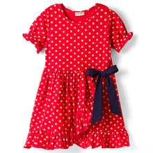 Load image into Gallery viewer, Polka Printed Frilled Cotton Short Sleeves Dress