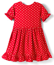 Load image into Gallery viewer, Polka Printed Frilled Cotton Short Sleeves Dress