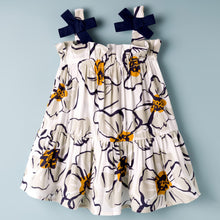 Load image into Gallery viewer, Floral with Bow Applique Straped Tiered Dress