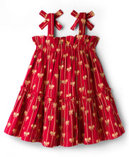 Load image into Gallery viewer, Cotton Stripes and Bows Straped Tiered Dress