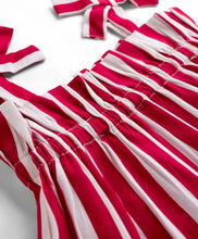 Load image into Gallery viewer, Striped with Bow Applique Straped Tiered Dress