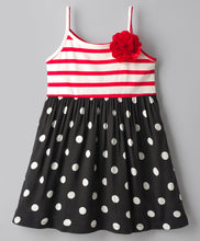 Load image into Gallery viewer, Stripes and Polka Sleeveless Straped Dress