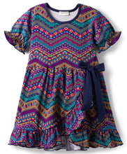 Load image into Gallery viewer, Cotton Blend Knit Zig Zag Pattern Frilled Dress