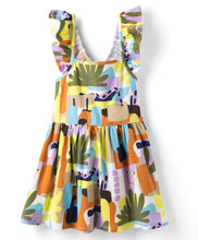 Load image into Gallery viewer, Cotton Blend Knit Abstract Printed Frilled Dress