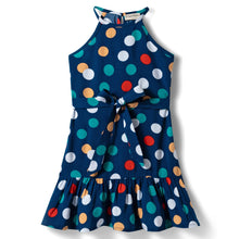 Load image into Gallery viewer, Polka Printed Halter Neck Dress with Belt