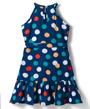 Load image into Gallery viewer, Polka Printed Halter Neck Dress with Belt