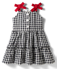 Load image into Gallery viewer, Cotton Checkered Woven Tiered Sleeveless Dress