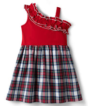 Load image into Gallery viewer, Cotton Knit Frilled Solid Checkered Sleeveless Dress