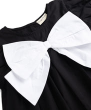 Load image into Gallery viewer, Cotton Solid Short Sleeves Dress with Bow Applique