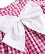 Load image into Gallery viewer, Cotton Checkered Lace Dress with Bow Applique