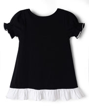 Load image into Gallery viewer, Cotton Solid Frilled Dress with Bow Applique