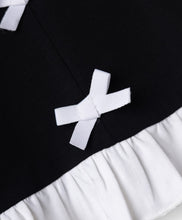 Load image into Gallery viewer, Cotton Solid Frilled Dress with Bow Applique