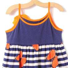 Load image into Gallery viewer, CrayonFlakes Girl's Cotton/Polyester Blue Orange Butterfly Dress KD-174 18-24 M