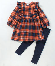 Load image into Gallery viewer, Checkered Polar Fleece Dress Cotton Leggings Set